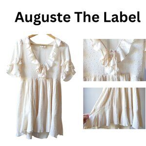 Auguste The Label sz 4 Cream Ruffled Babydoll Dress